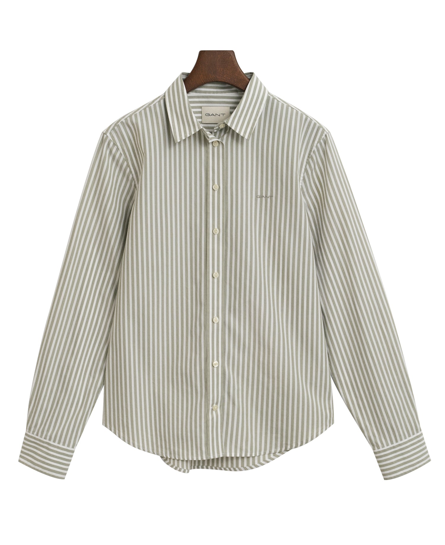 Regular Fit Striped Poplin Shirt - Faded Sage