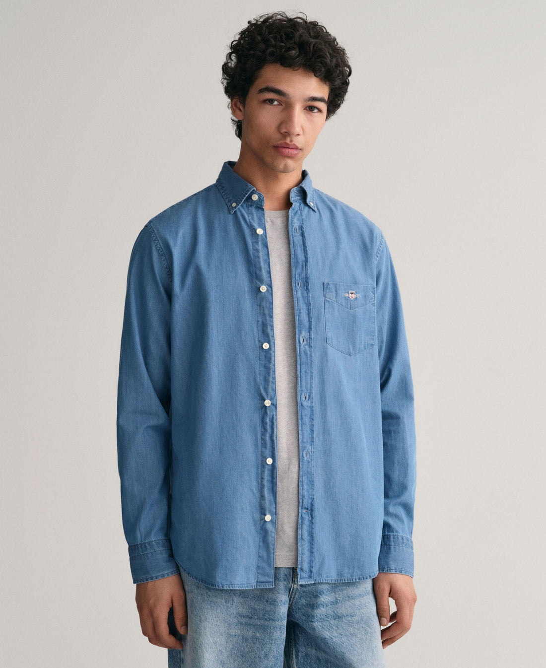 Regular Fit Indigo Shirt - Semi Light Blue