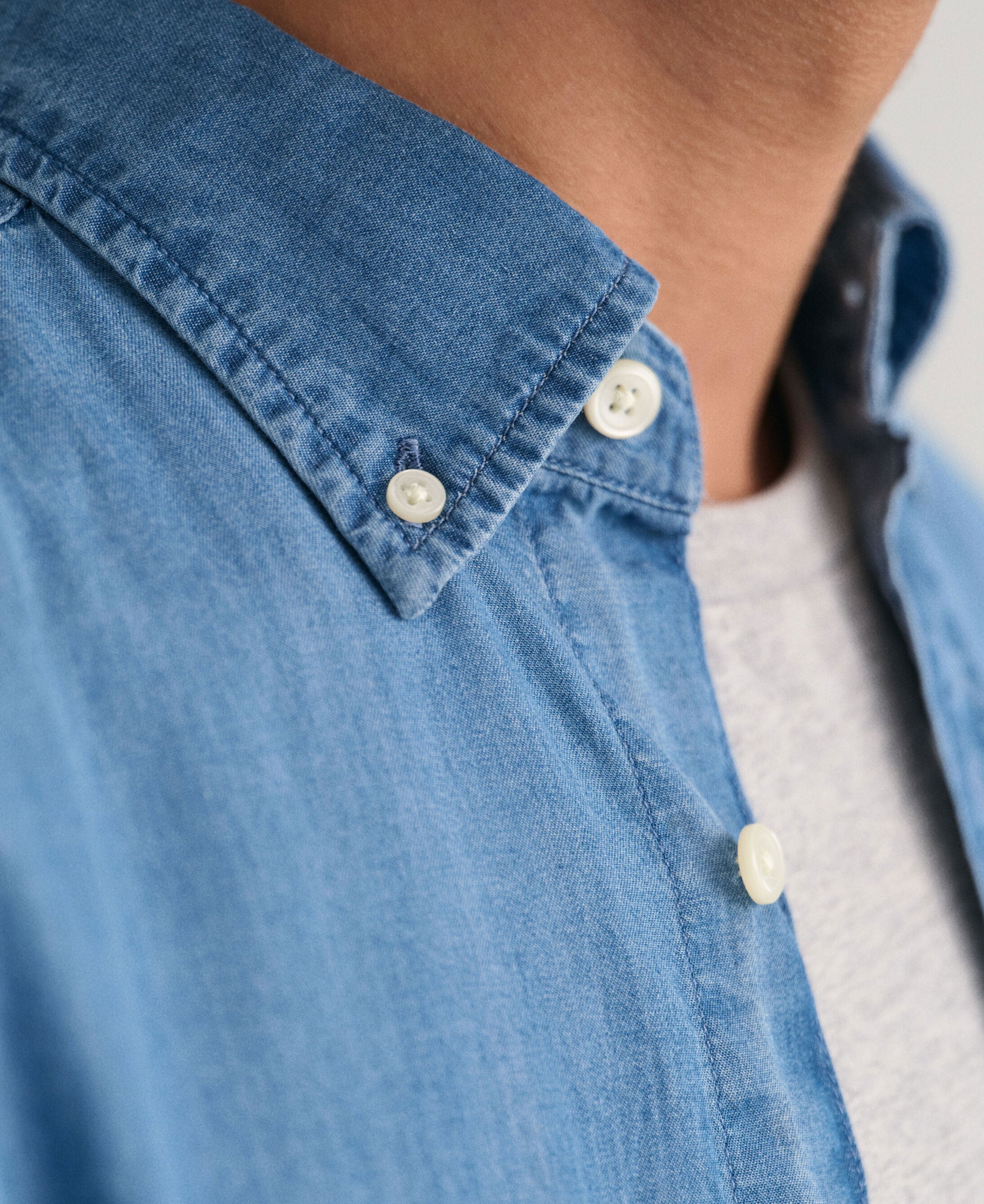 Regular Fit Indigo Shirt - Semi Light Blue