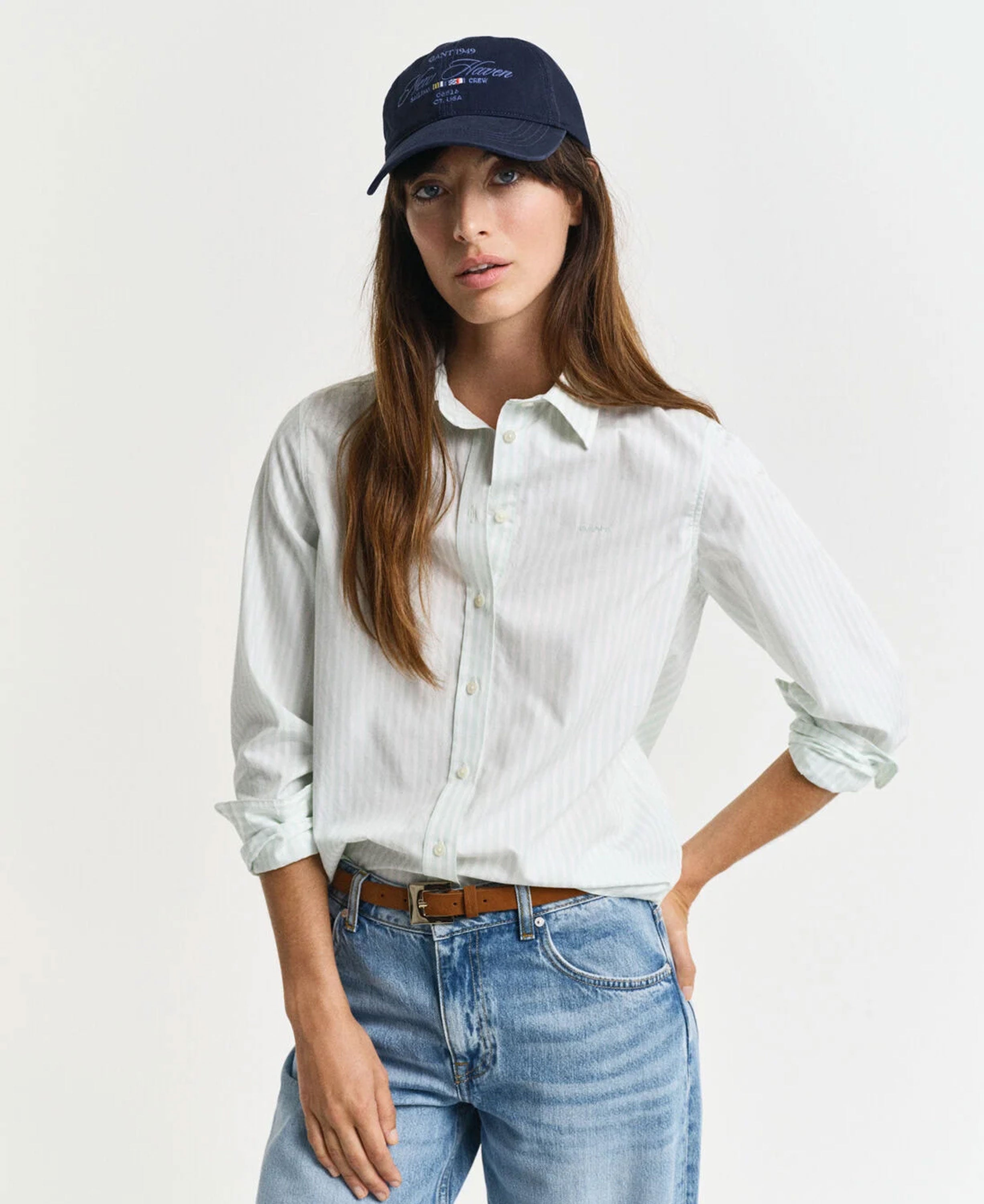 Regular Fit Striped Poplin Shirt - Faded Mint