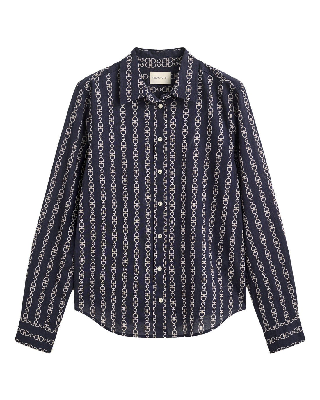 Regular Printed Cotton Voile Shirt - Evening Blue