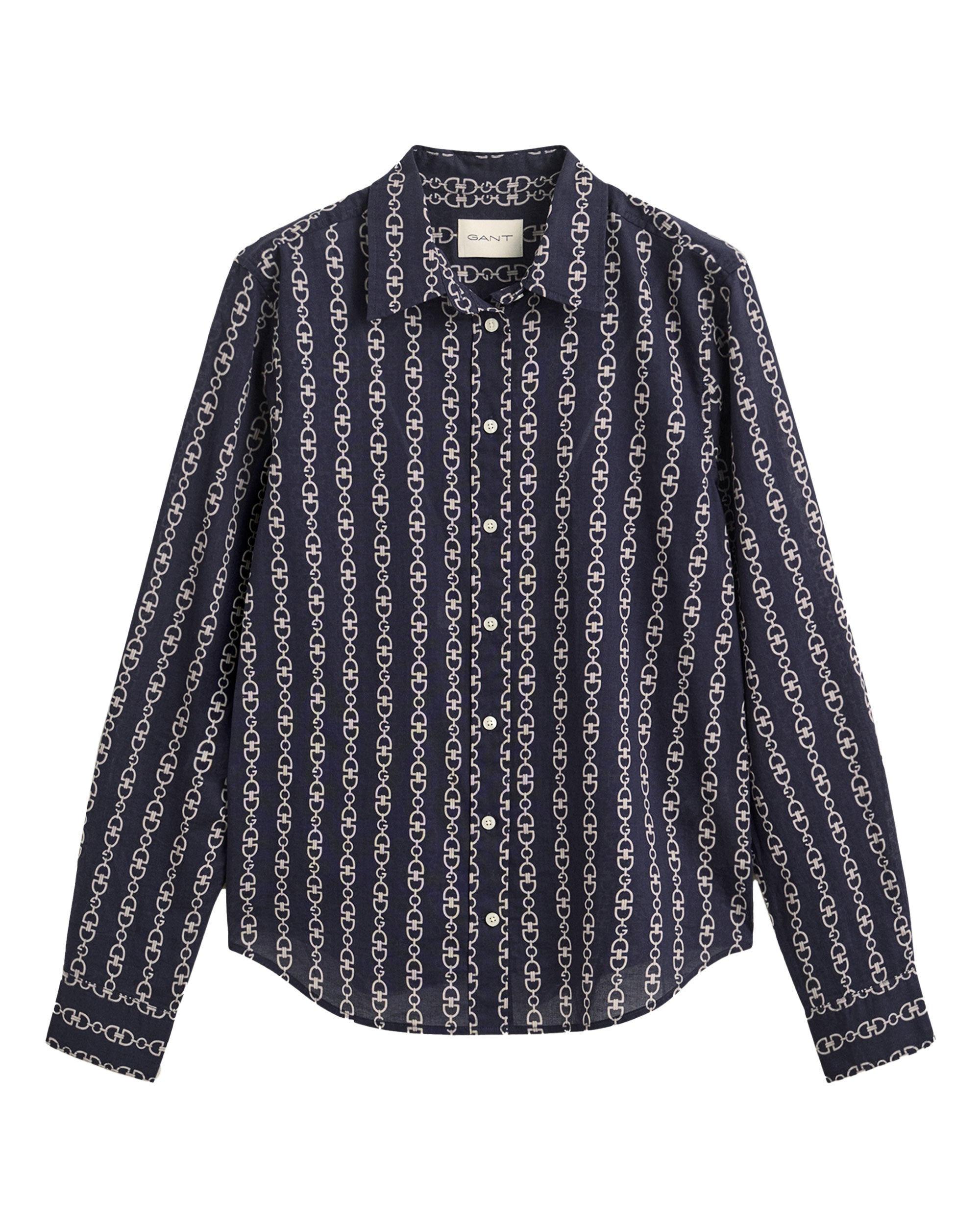 Regular Printed Cotton Voile Shirt - Evening Blue