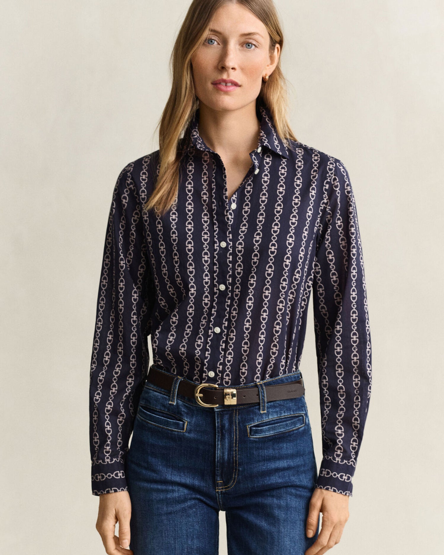 Regular Printed Cotton Voile Shirt - Evening Blue
