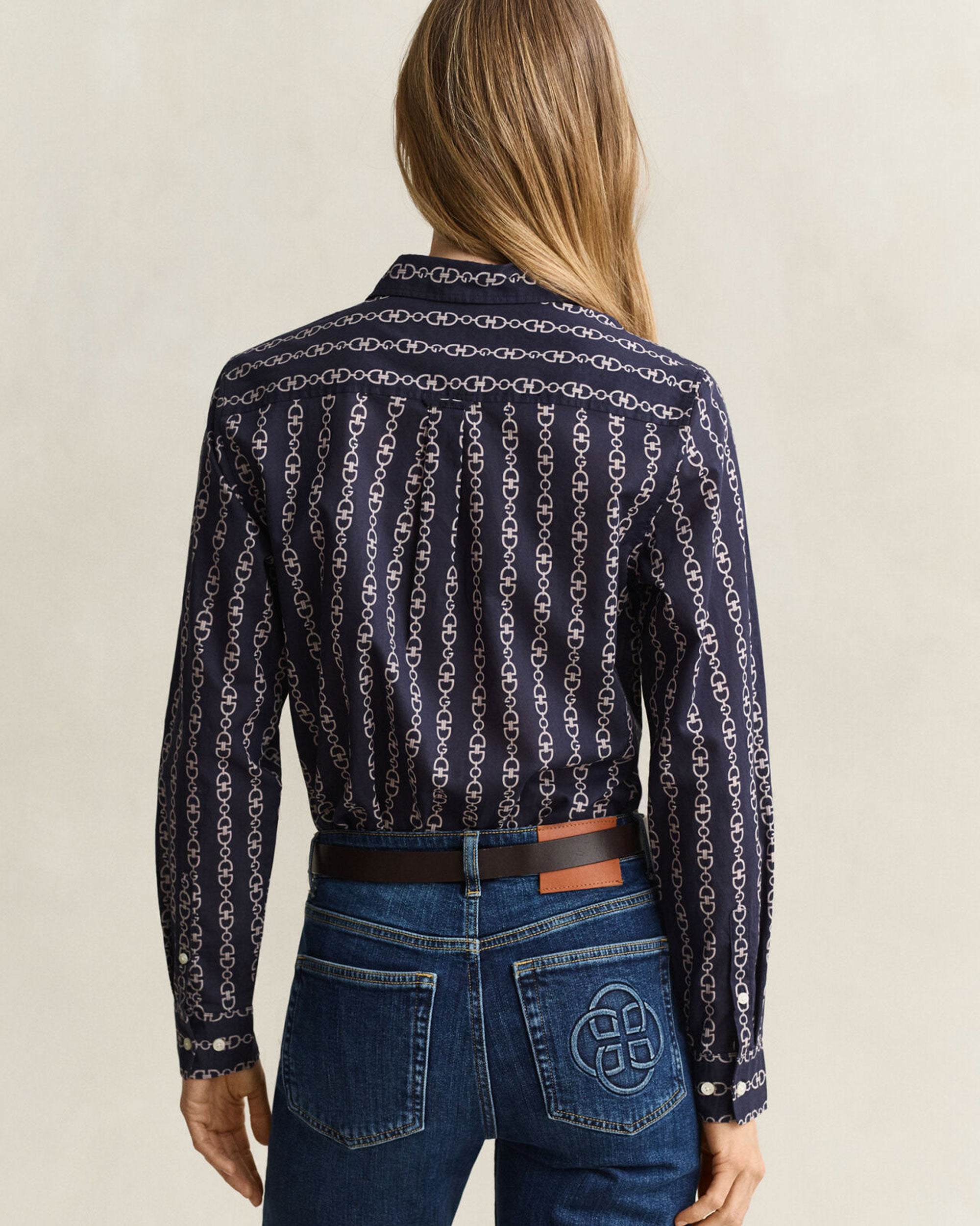 Regular Printed Cotton Voile Shirt - Evening Blue
