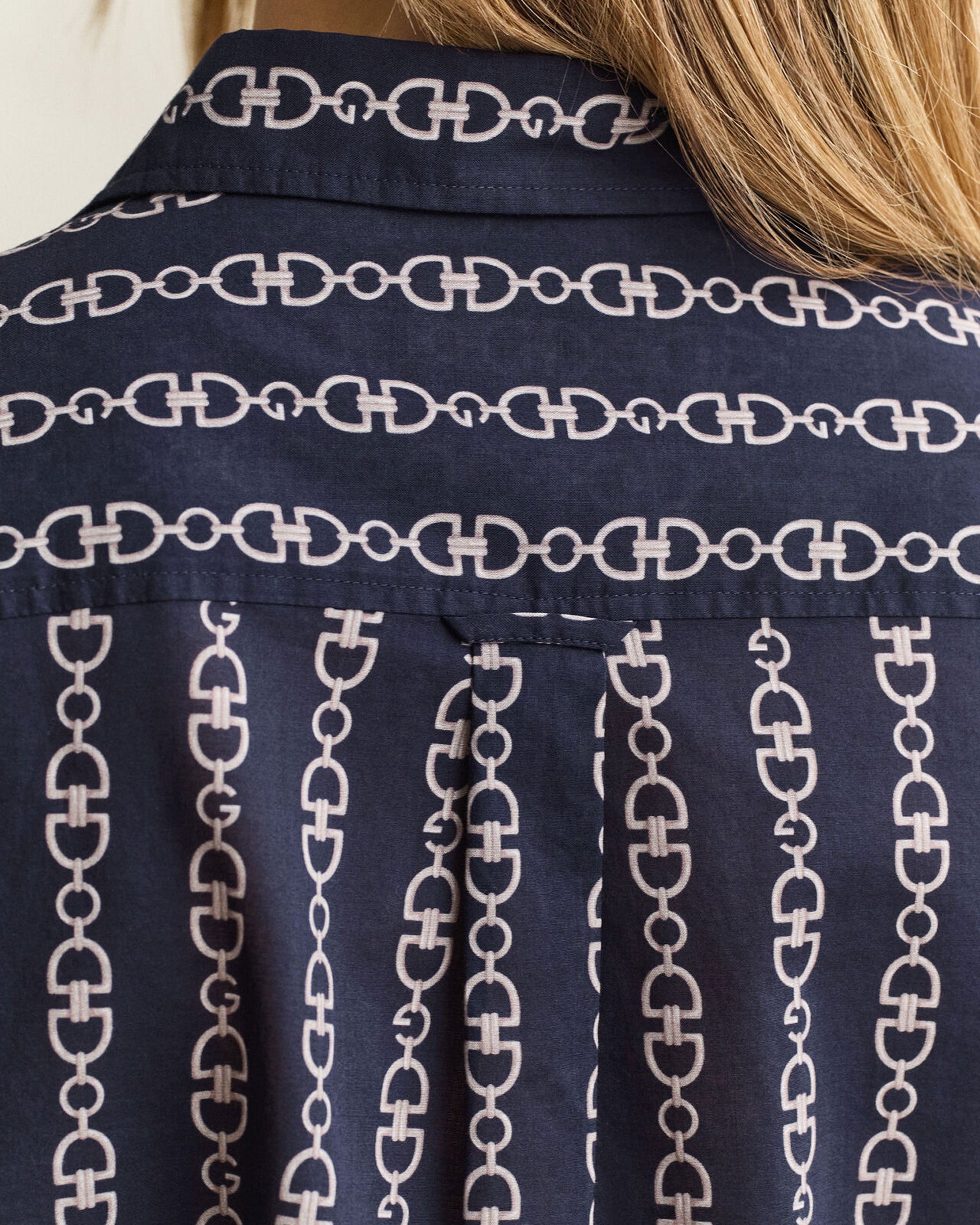 Regular Printed Cotton Voile Shirt - Evening Blue
