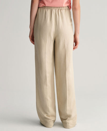 Relaxed Fit Linen Blend Pull-On Pants - Dry Sand