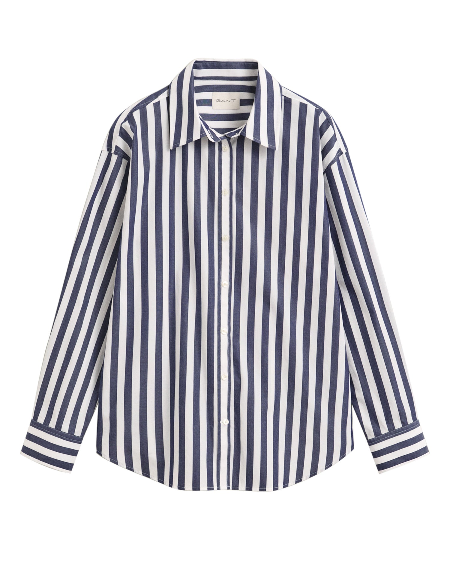 Relaxed Fit Striped Classic Poplin Shirt - Classic Blue