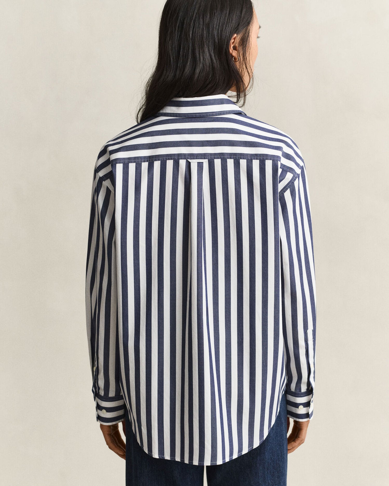 Relaxed Fit Striped Classic Poplin Shirt - Classic Blue