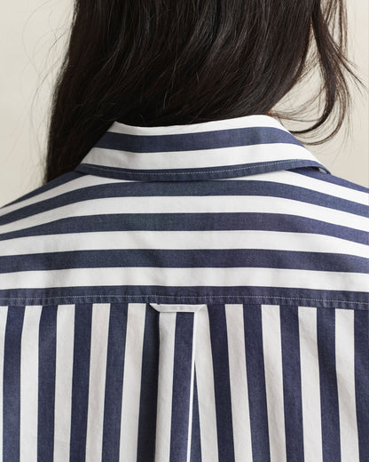 Relaxed Fit Striped Classic Poplin Shirt - Classic Blue