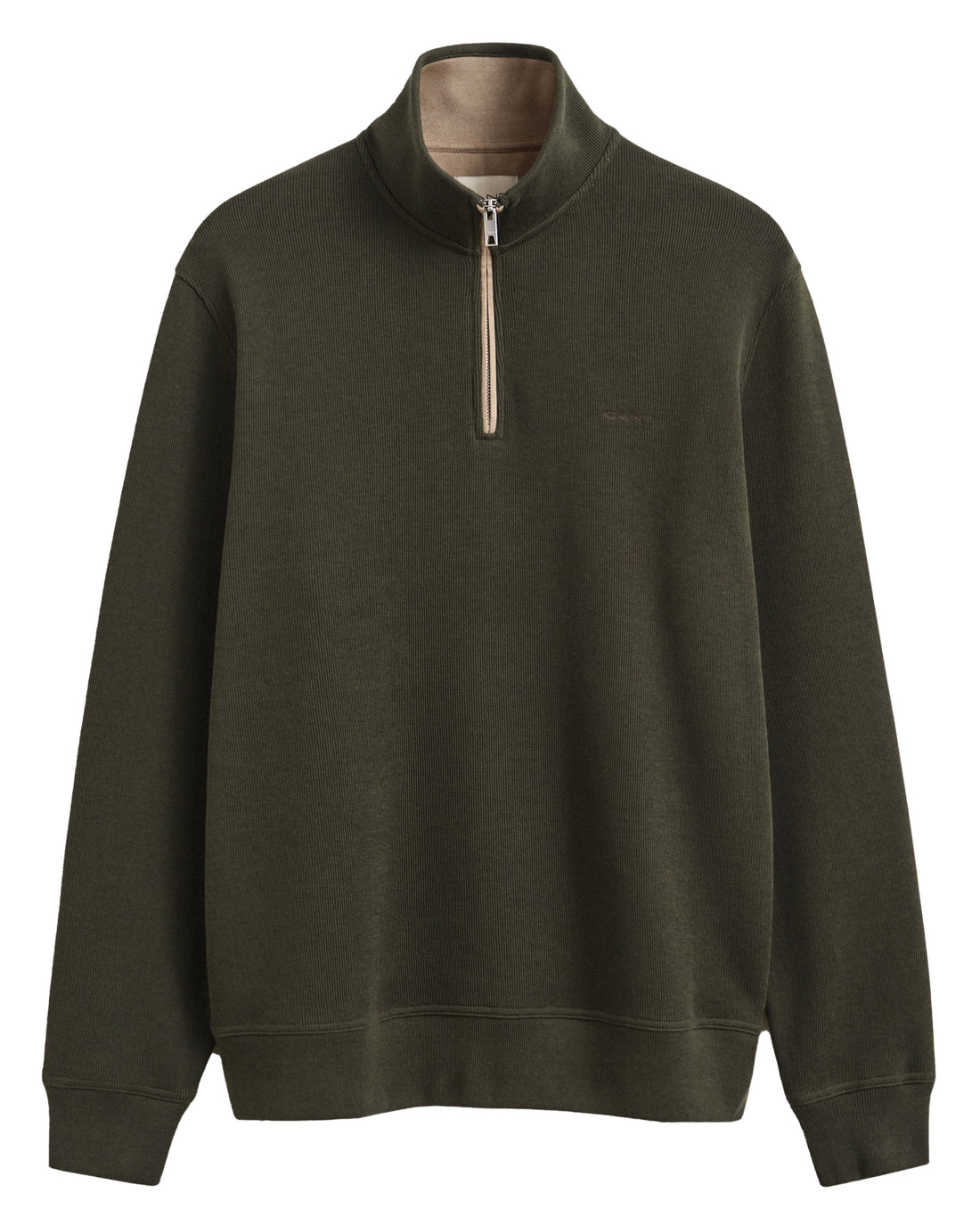 Sacker Rib Half Zip Sweatshirt - Dark Moss Green