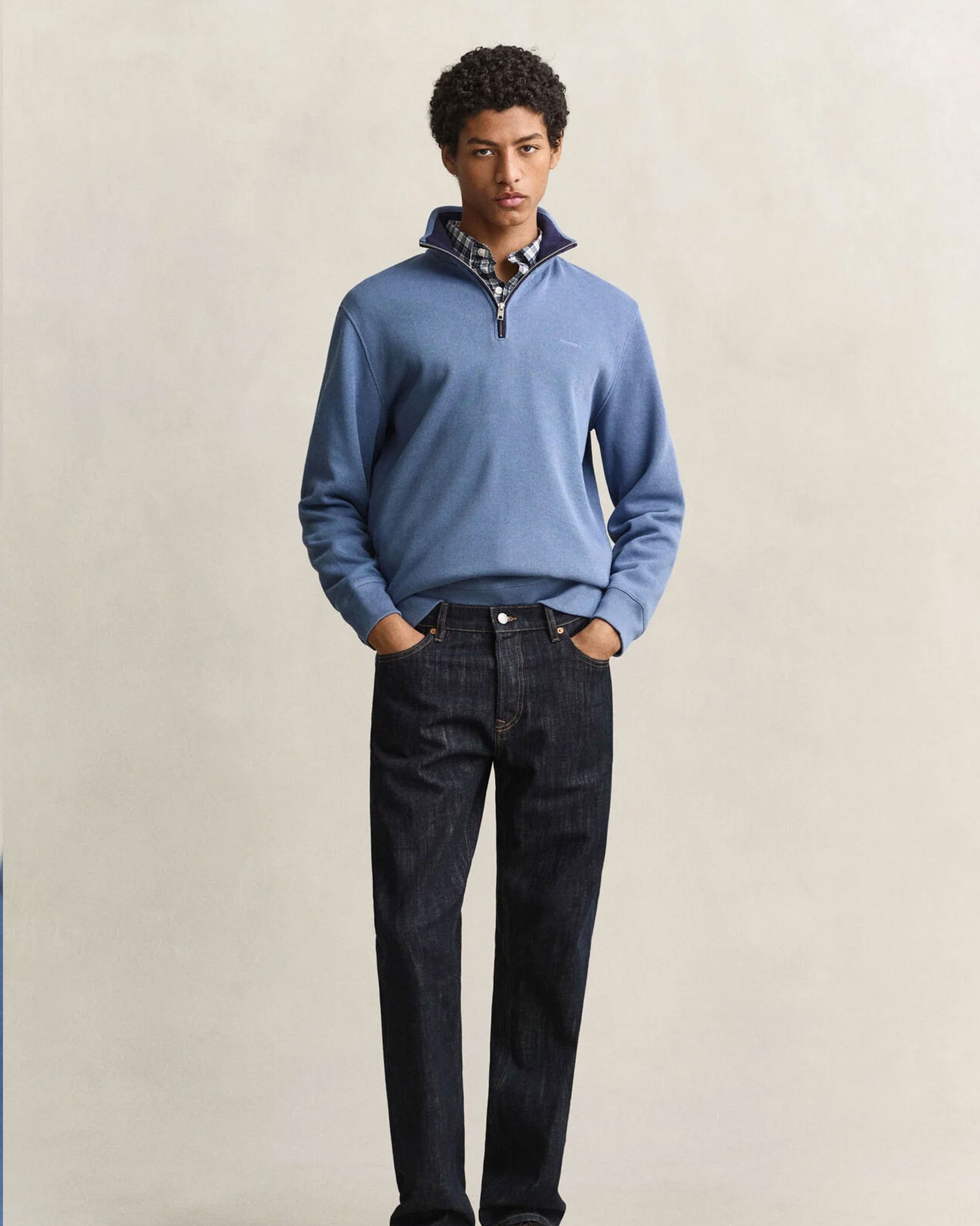 Sacker Rib Half Zip Sweatshirt - Blue Horizon