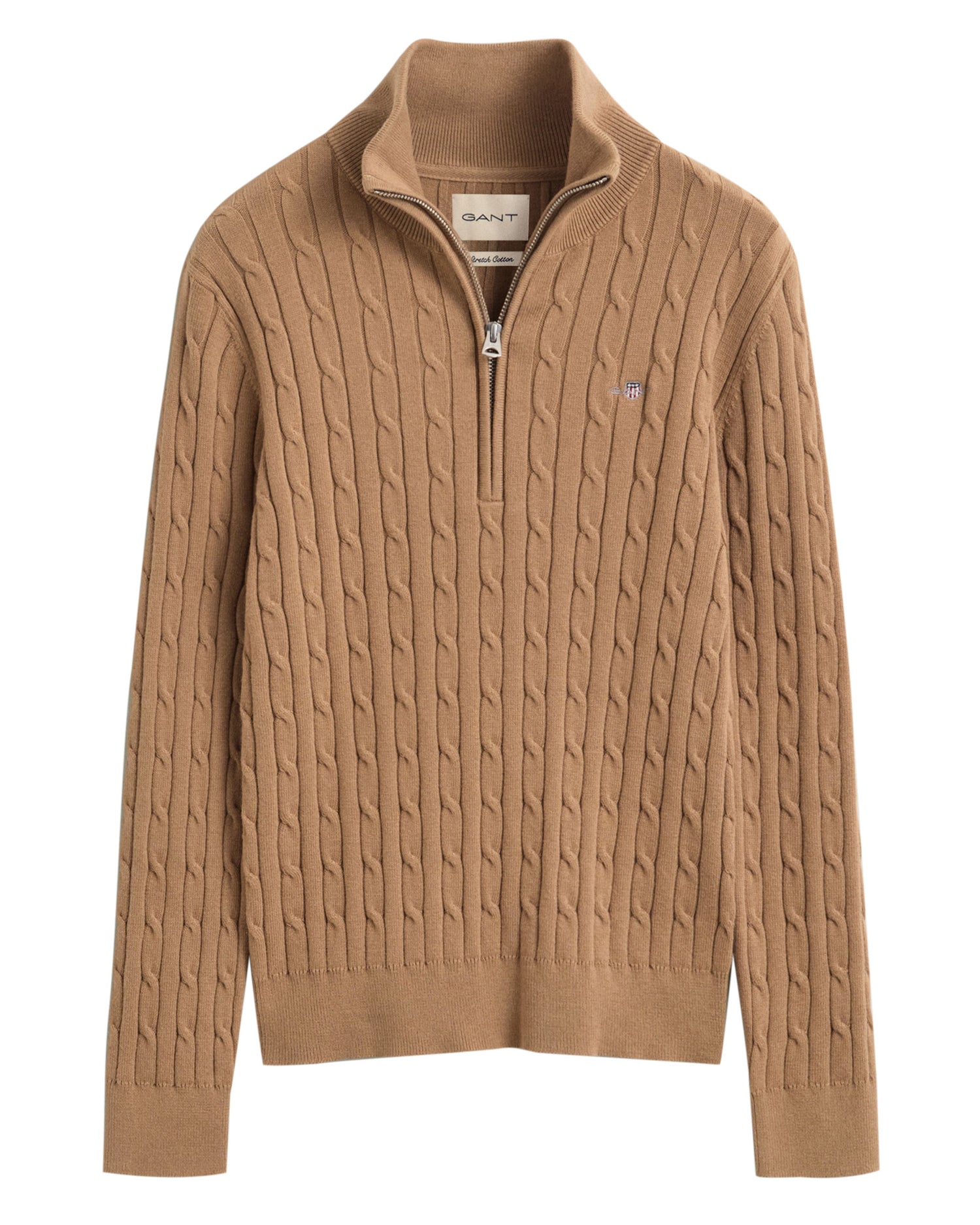 Stretch Cable Half-Zip Sweater - Warm Khaki