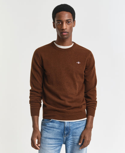Superfine Lambswool Crew-Neck - Mahogany Brown