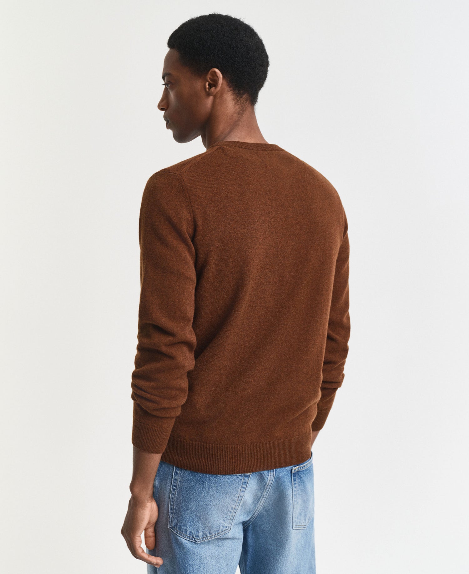 Superfine Lambswool Crew-Neck - Mahogany Brown