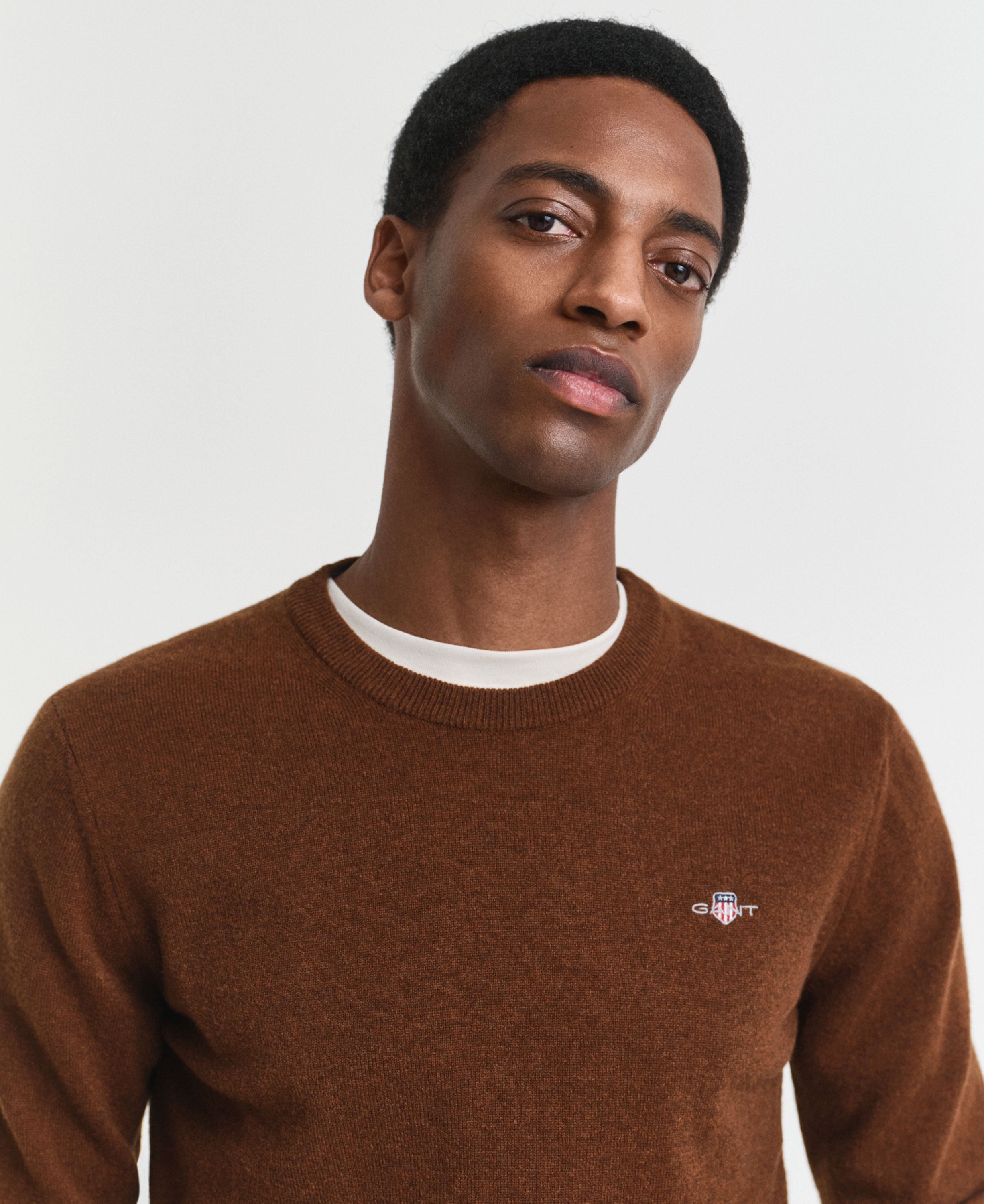 Superfine Lambswool Crew-Neck - Mahogany Brown