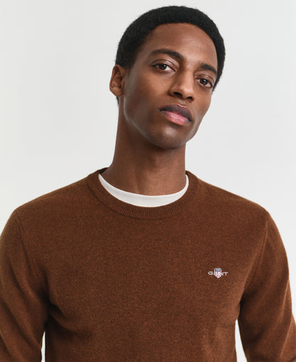 Superfine Lambswool Crew-Neck - Mahogany Brown