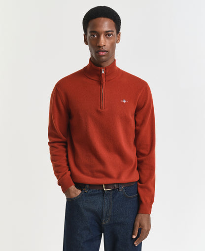 Superfine Lambswool Half Zip - Modern Rust