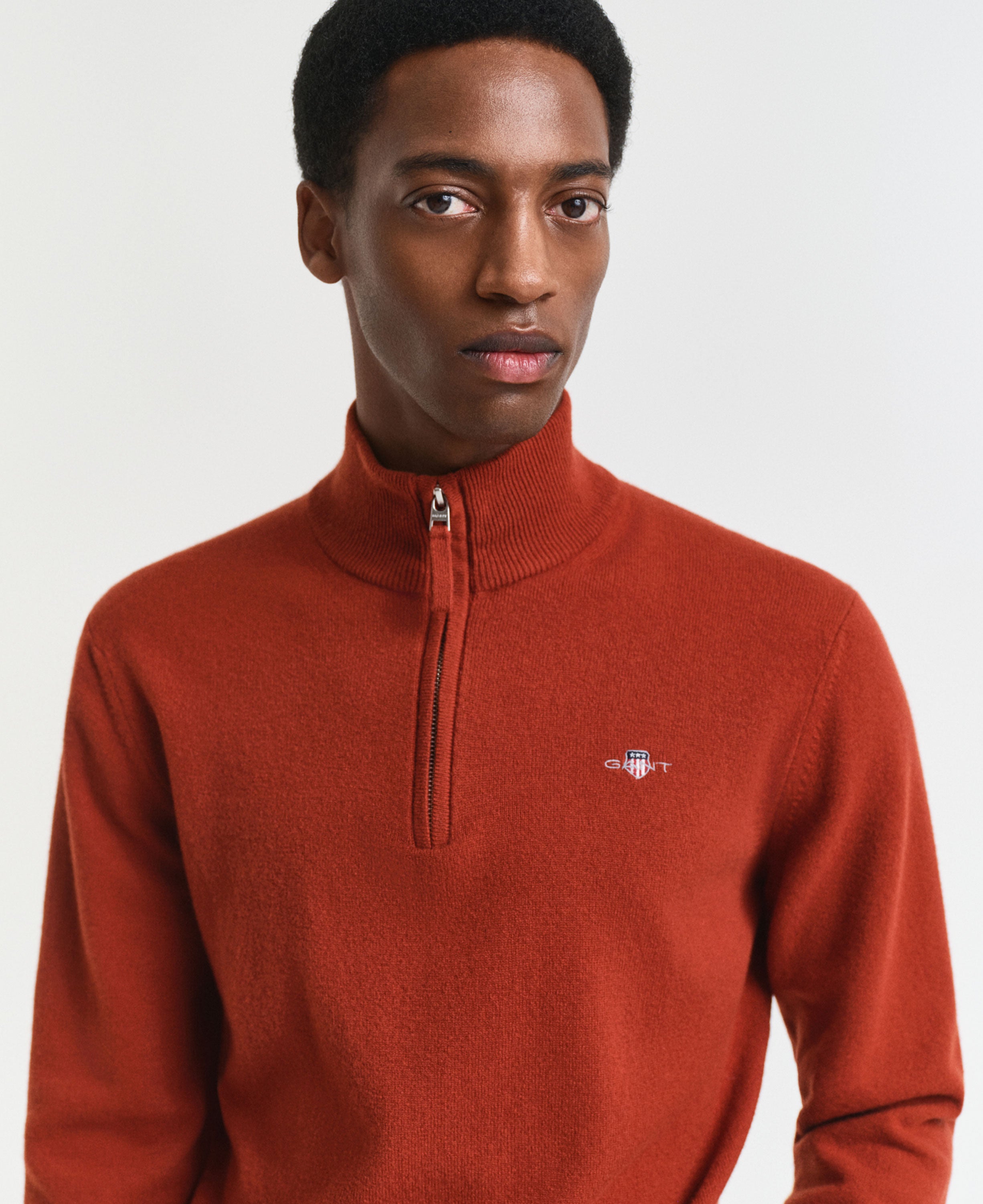 Superfine Lambswool Half Zip - Modern Rust