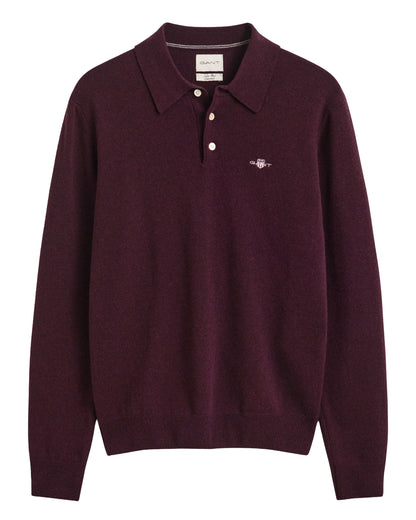 Superfine Lambswool Polo - Darkened Wine