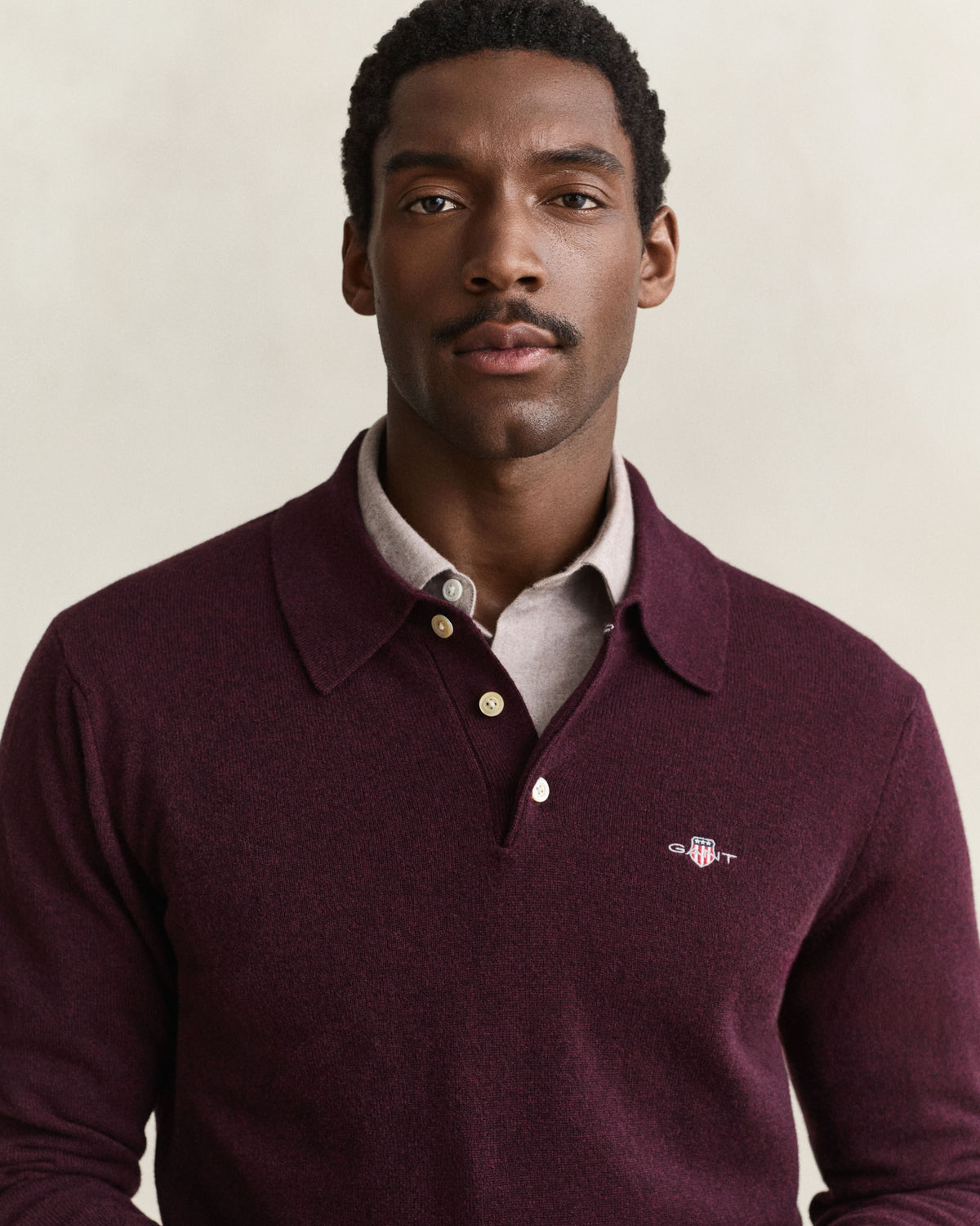 Superfine Lambswool Polo - Darkened Wine