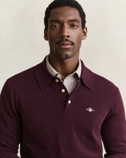 Superfine Lambswool Polo - Darkened Wine