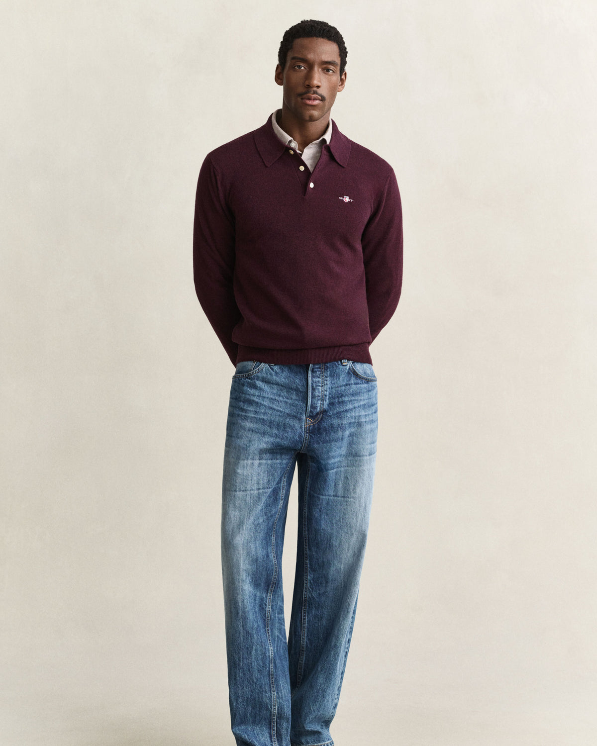 Superfine Lambswool Polo - Darkened Wine