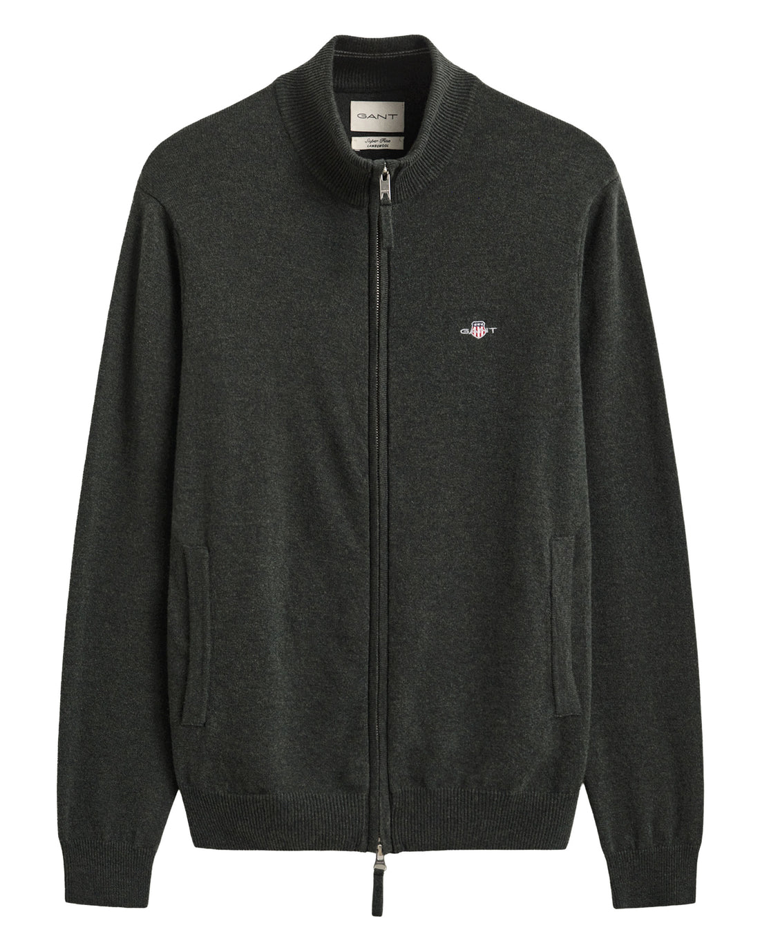 Superfine Lambswool Zip Cardigan - Dark Moss Green