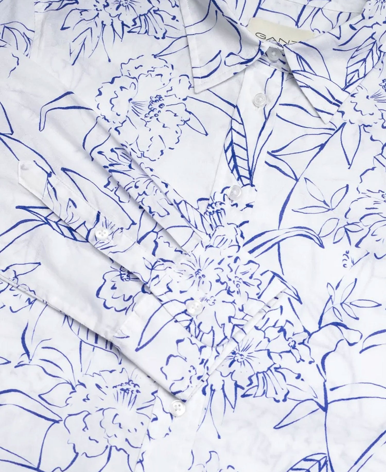 Reg Floral Print Cotton Voile Shirt - White