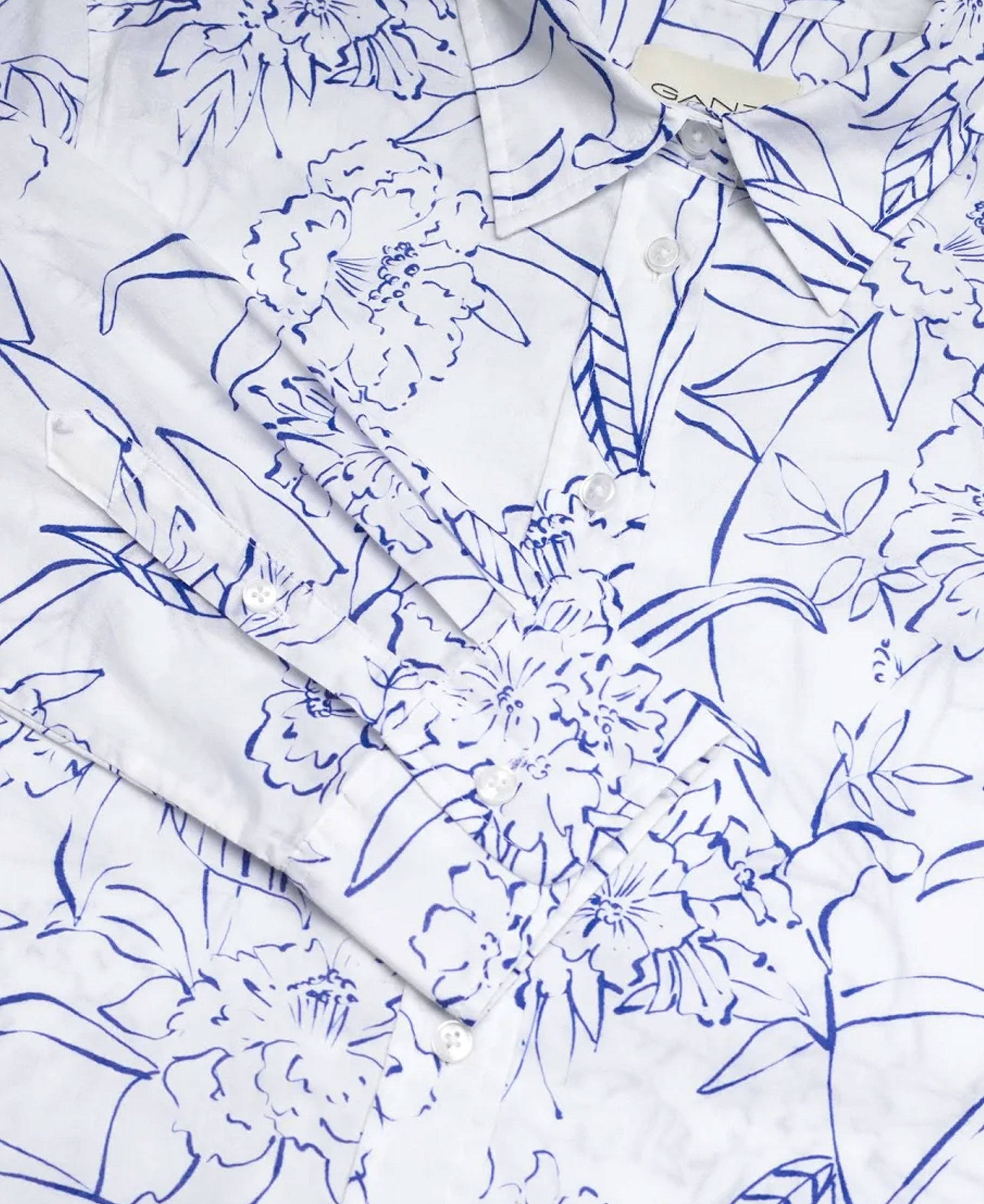 Reg Floral Print Cotton Voile Shirt - White