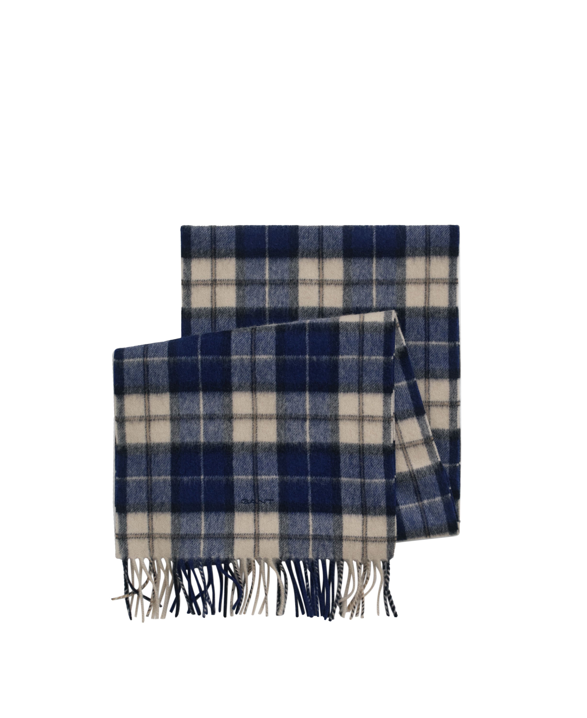 Wool Checked Scarf - Persian Blue