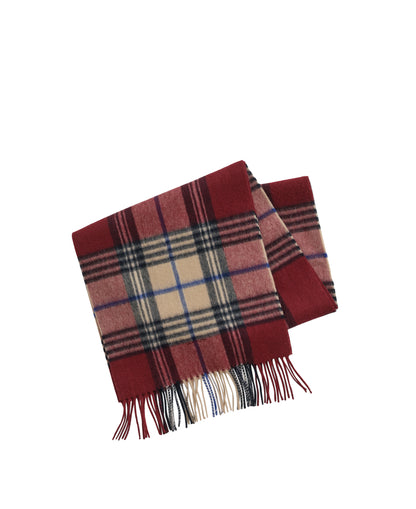 Wool Checked Scarf - Plumped Red
