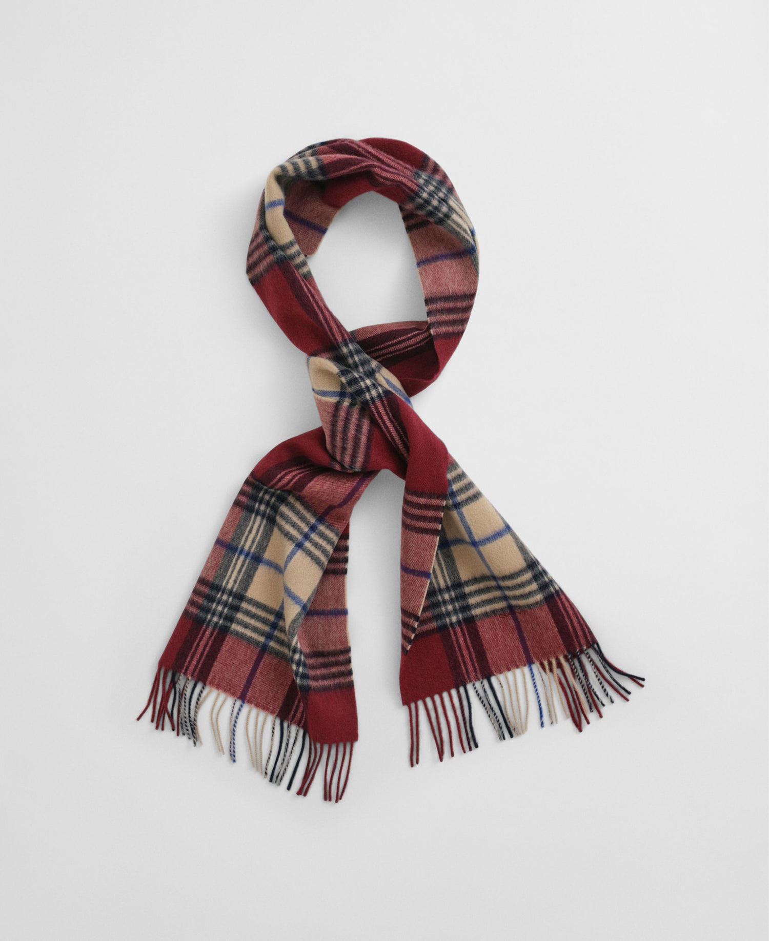 Wool Checked Scarf - Plumped Red