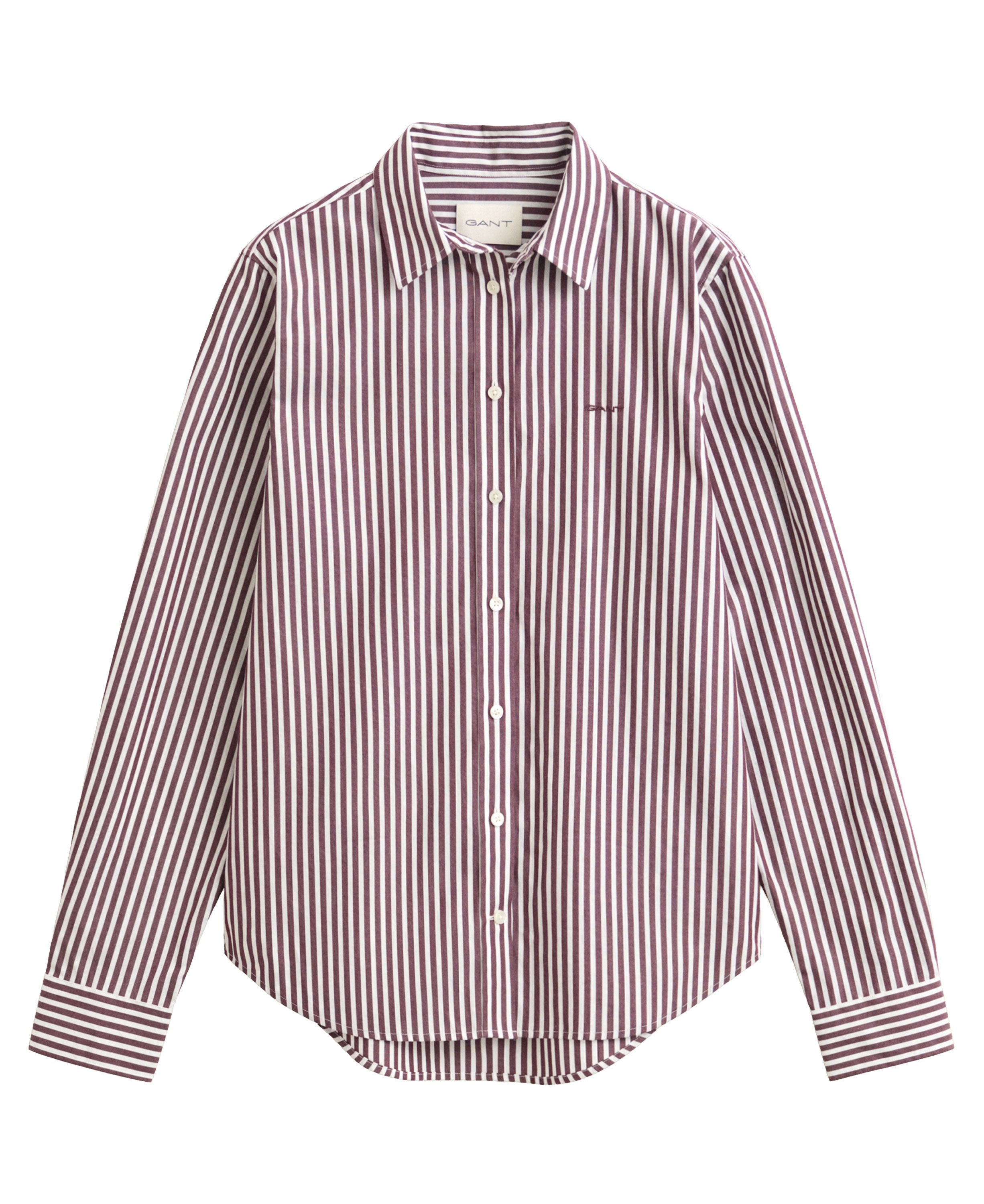 Regular Classic Poplin Striped Shirt - Darkened Wine
