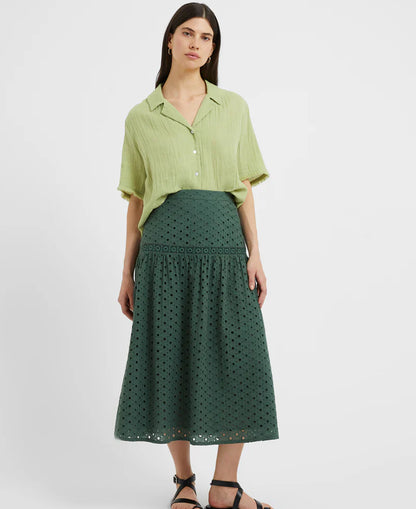 Atol Embroidery Midi Skirt - Tropical Green