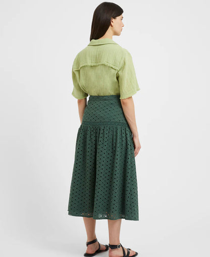 Atol Embroidery Midi Skirt - Tropical Green