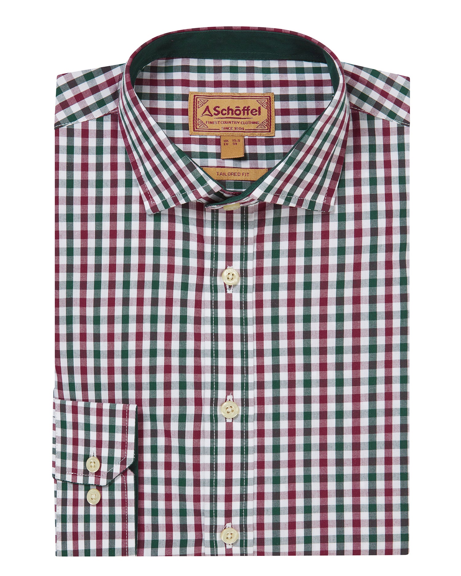 Hebden Tailored Shirt - Deep Pine/Burgundy