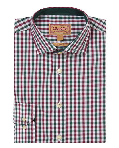 Hebden Tailored Shirt - Deep Pine/Burgundy
