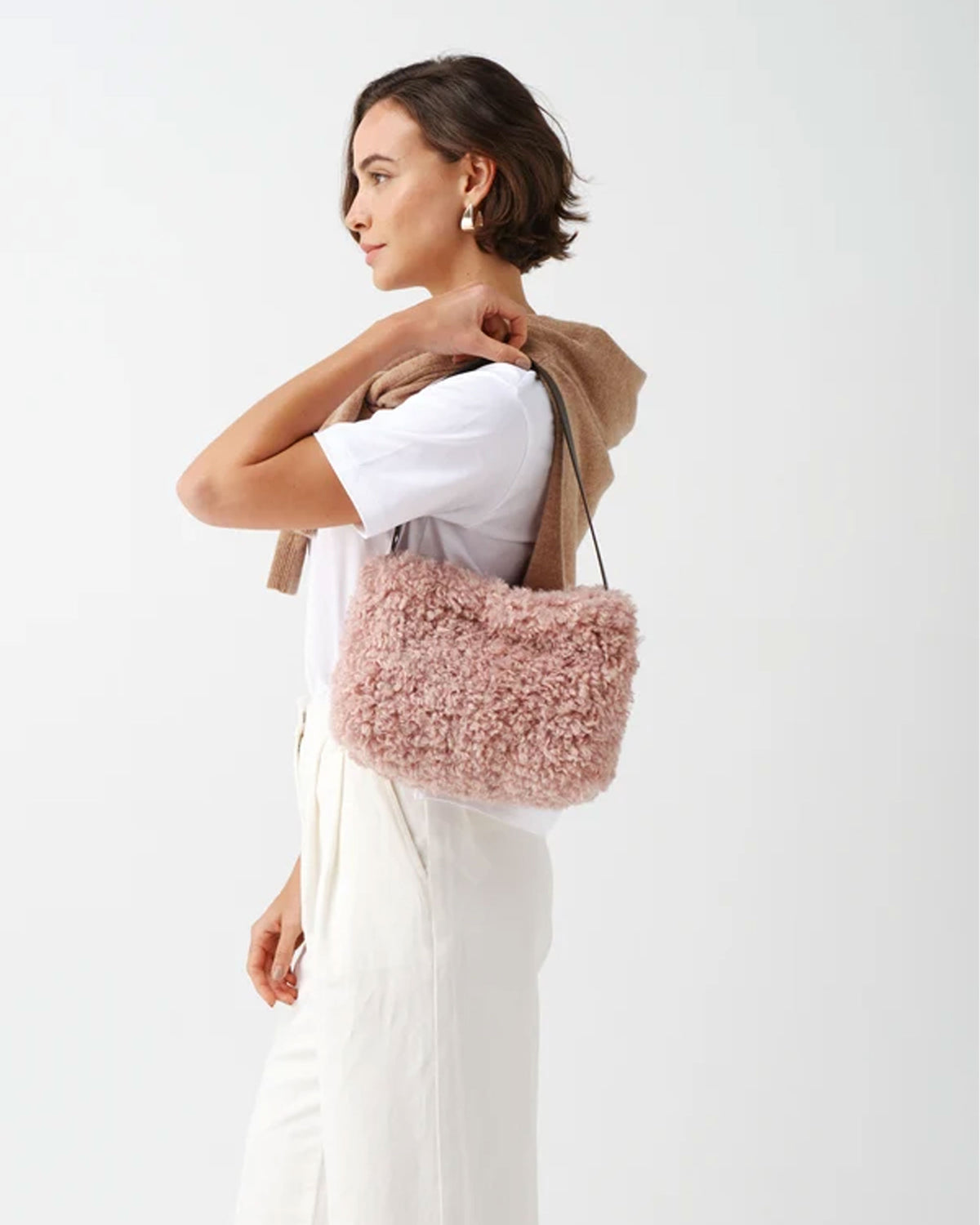 Arc Bag - Rose Faux Sheepskin