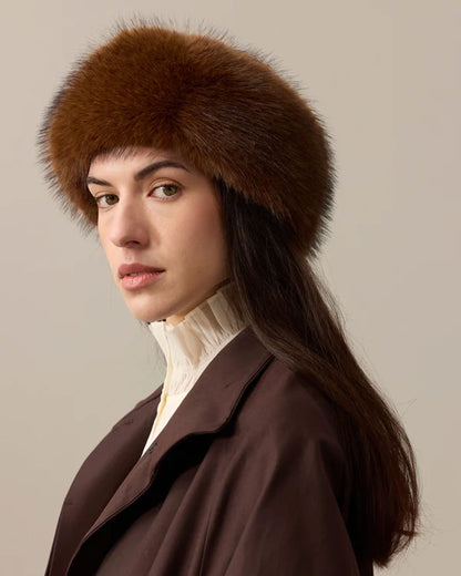 Huff Headband - Mahogany Faux Fur
