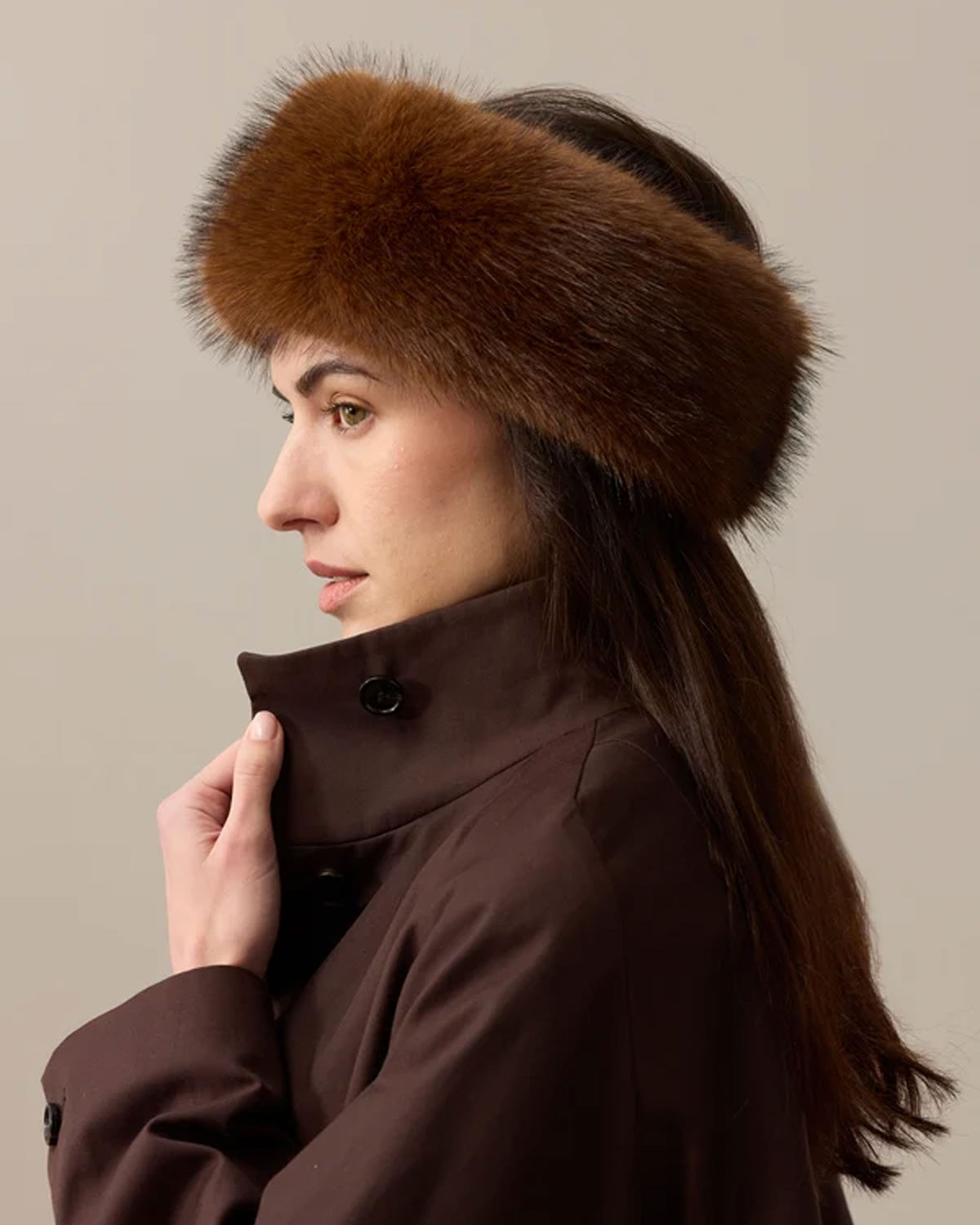 Huff Headband - Mahogany Faux Fur