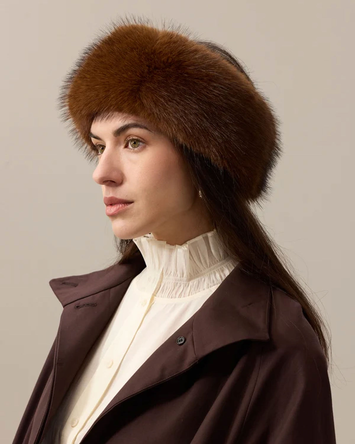 Huff Headband - Mahogany Faux Fur