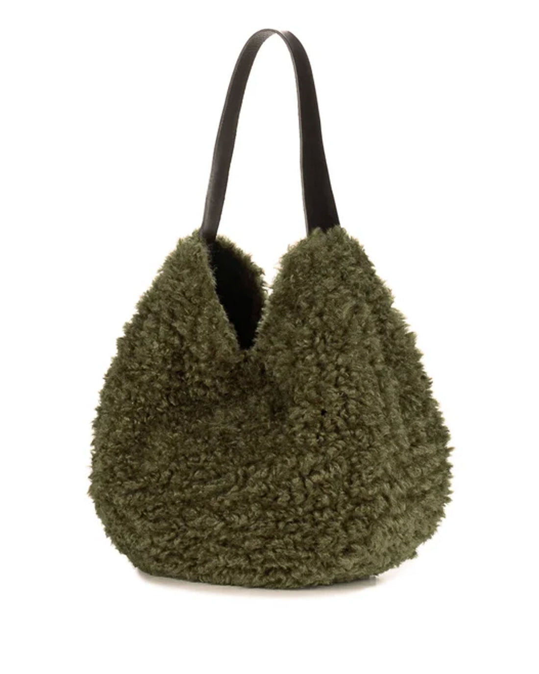 Slouch Bag - Forest Green Faux Sheepskin