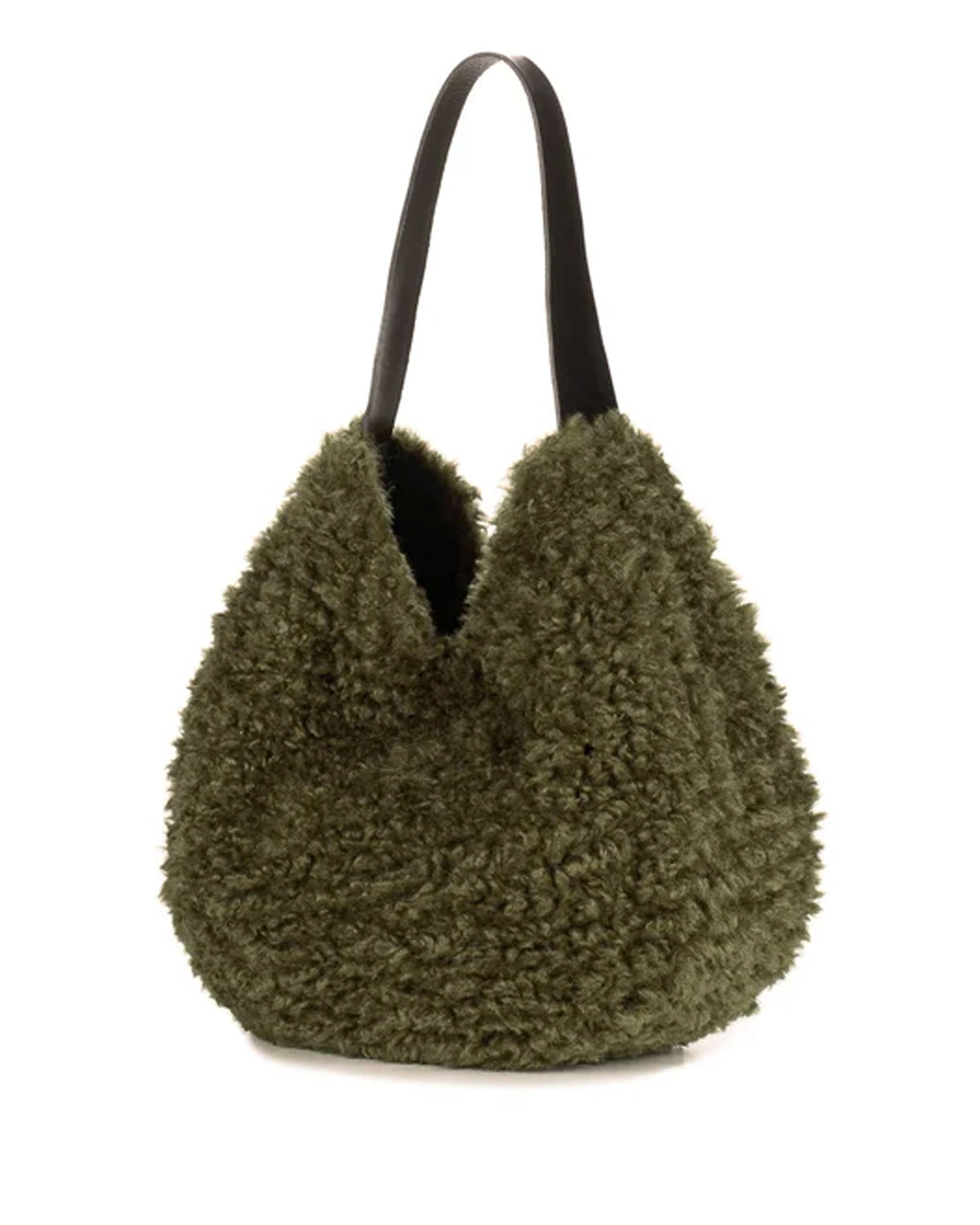 Slouch Bag - Forest Green Faux Sheepskin