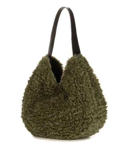 Slouch Bag - Forest Green Faux Sheepskin