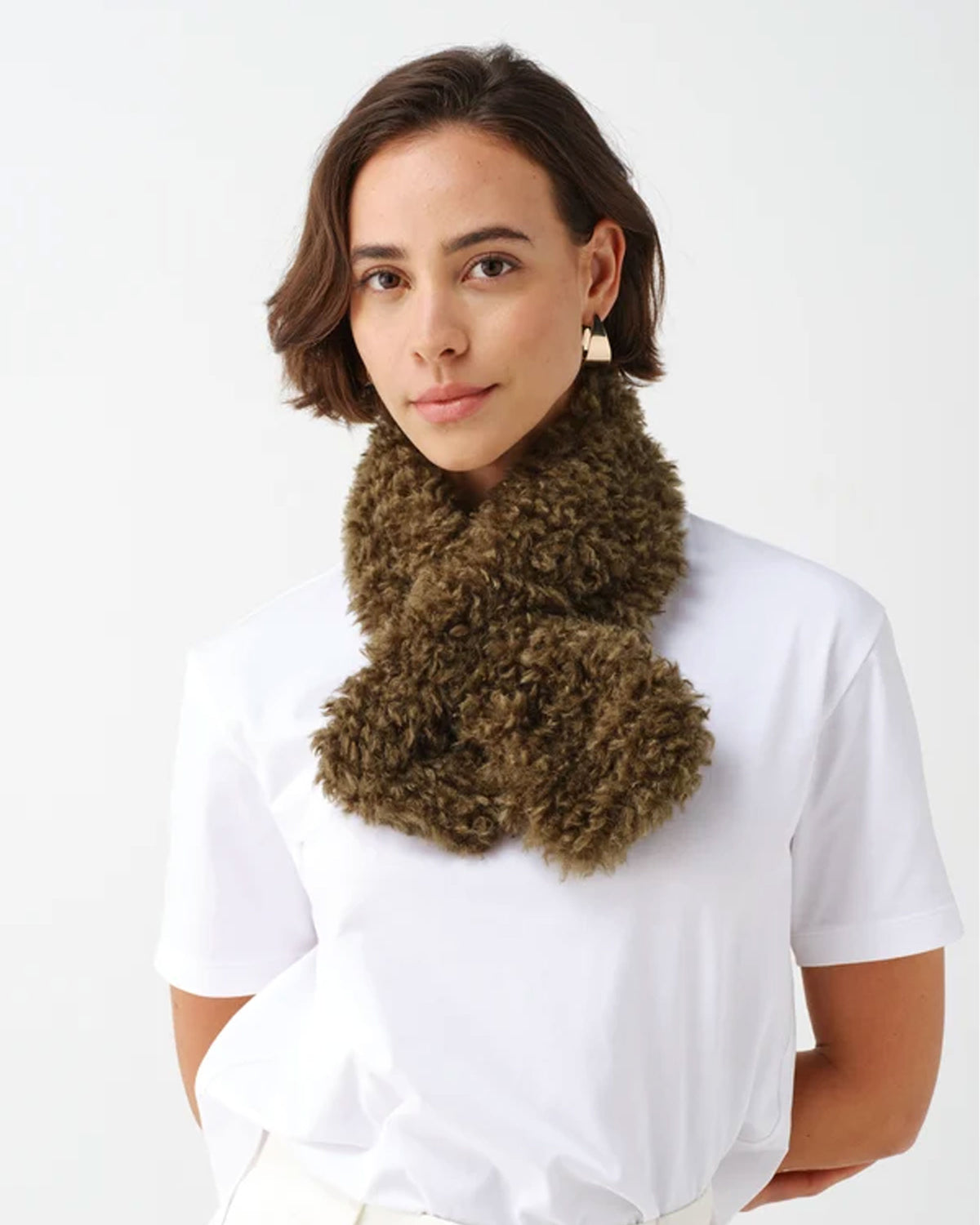 Tiptop Scarf - Forest Green Faux Sheepskin