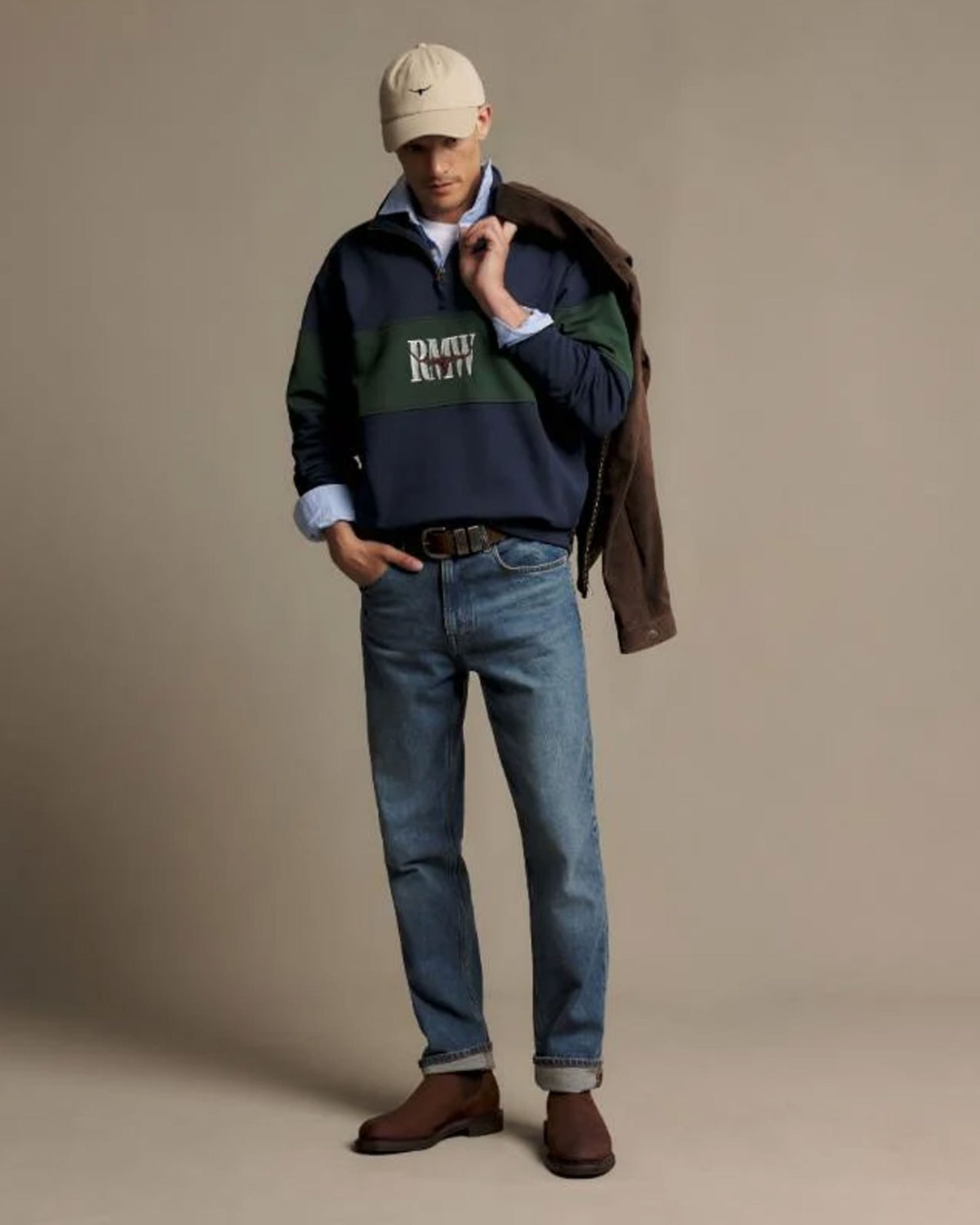 Heritage Panel 1/4 Zip - Worker Blue