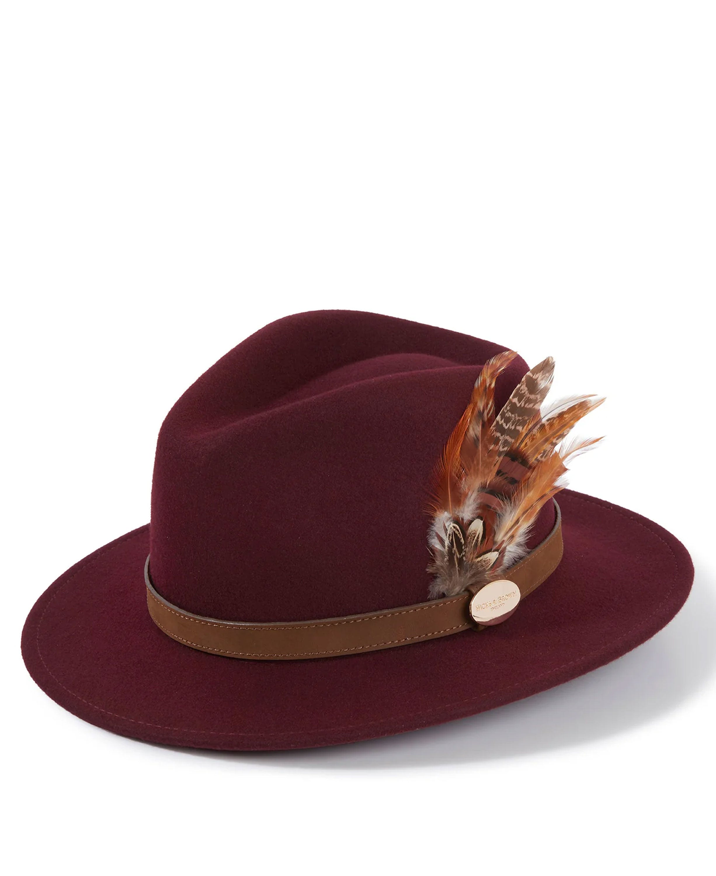 Suffolk Fedora Bronze Side Feather - Plum