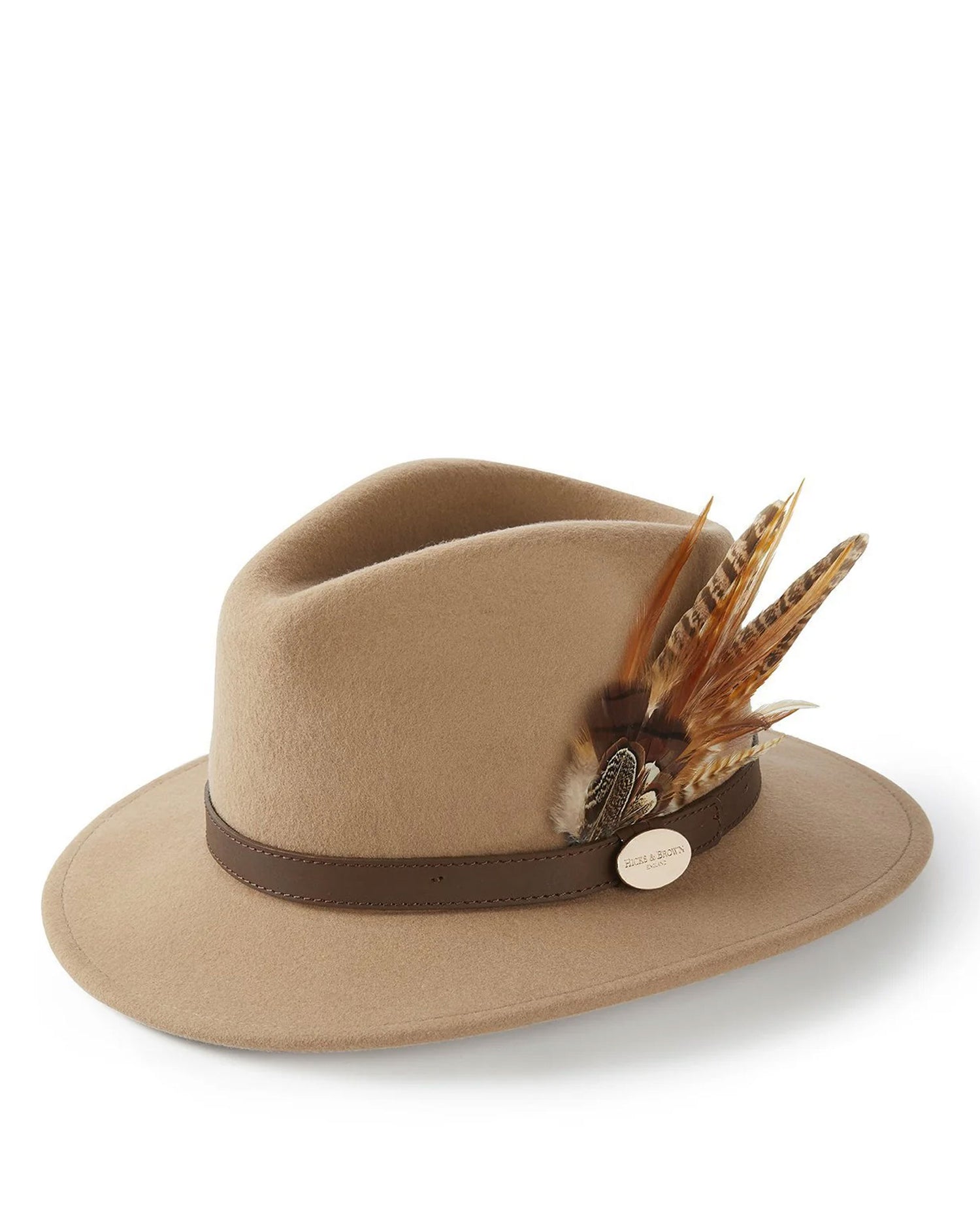 Suffolk Fedora Bronze Side Feather - Camel