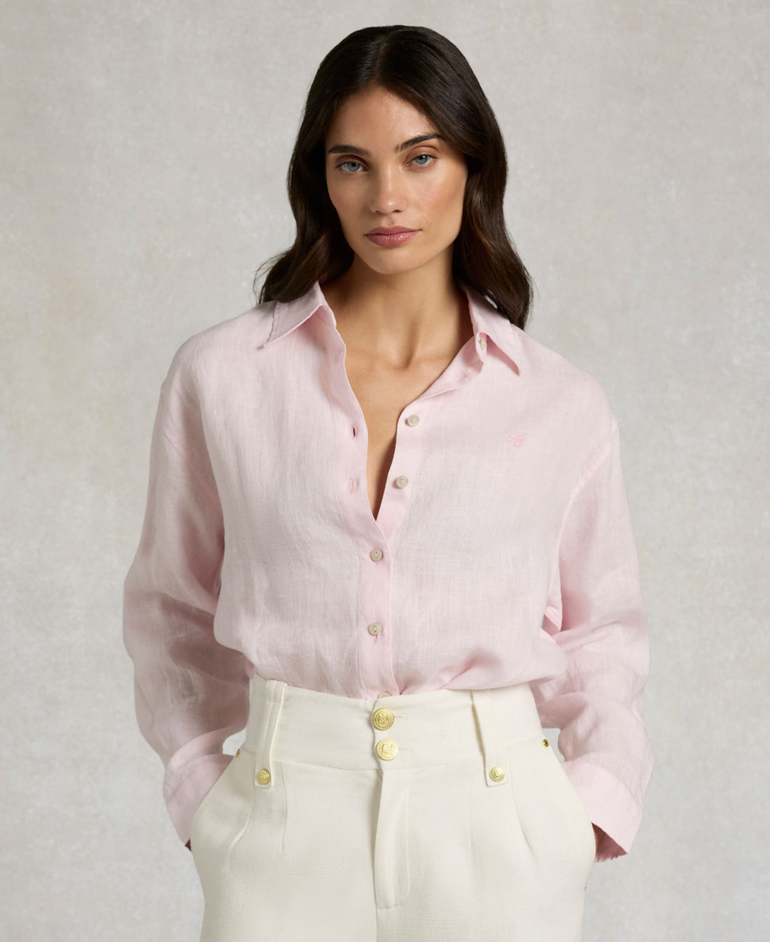 Amalfi Linen Shirt - Powder Pink Linen