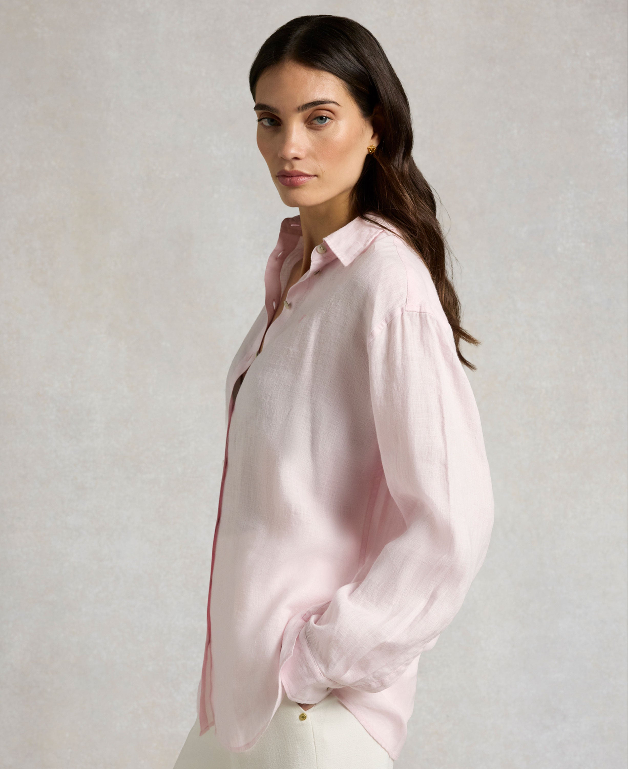 Amalfi Linen Shirt - Powder Pink Linen